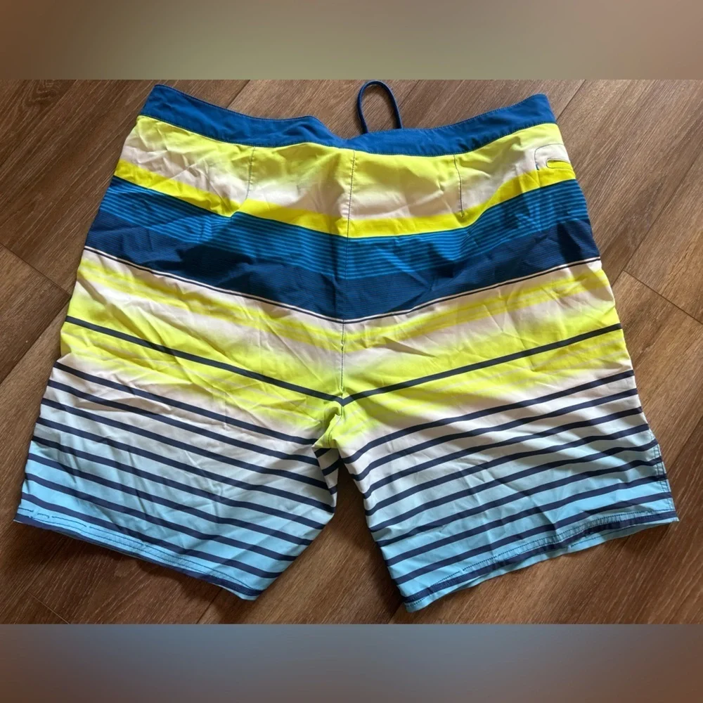 Men's Vineyard Vines Blue and Green Striped Swim Shorts